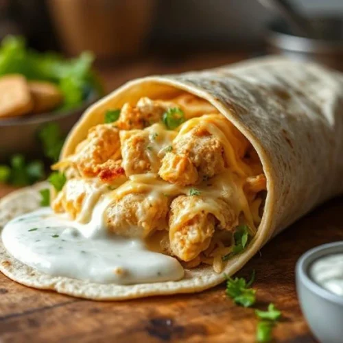 Cheesy Garlic Chicken Wraps with Ranch Dressing