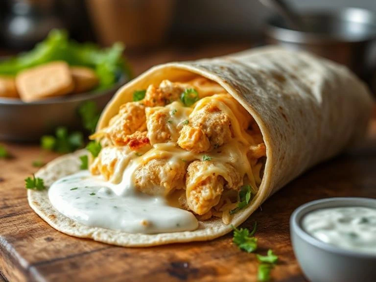 Cheesy Garlic Chicken Wraps with Ranch Dressing