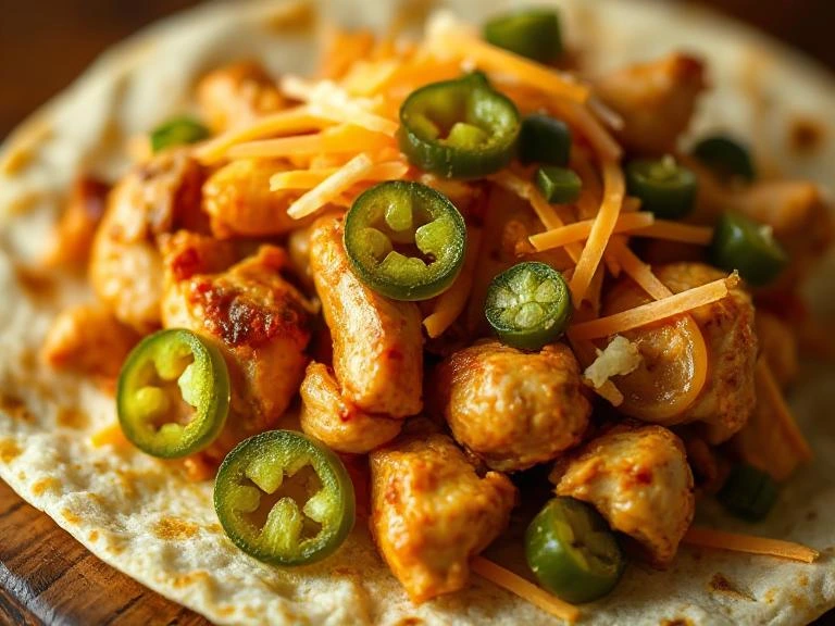 Spicy Cheesy Garlic Chicken Wraps