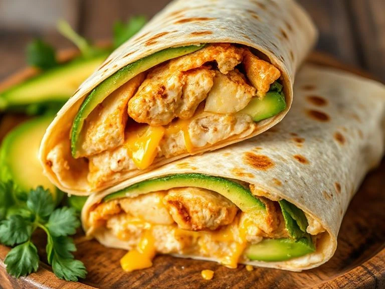 Cheesy Garlic Chicken Wraps with Avocado