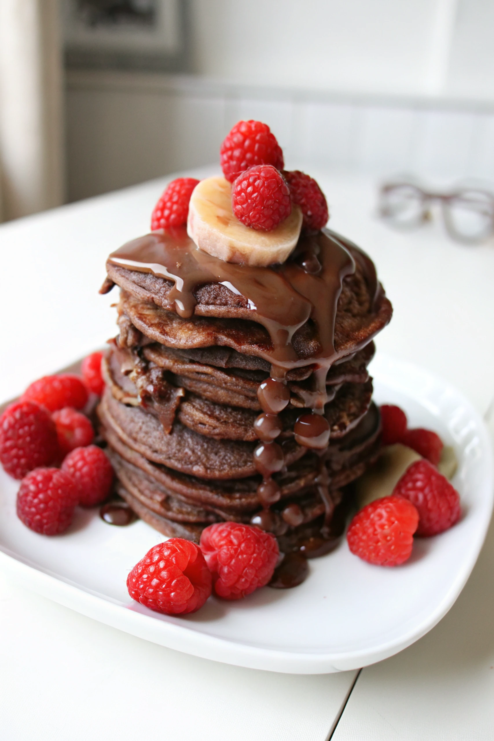 Healthy Chocolate Banana Pancakes