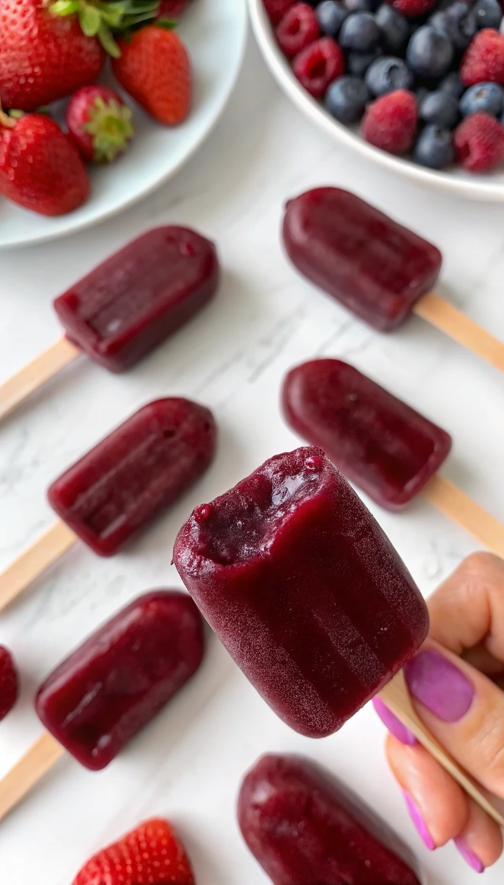 Healthy Triple Berry Popsicles