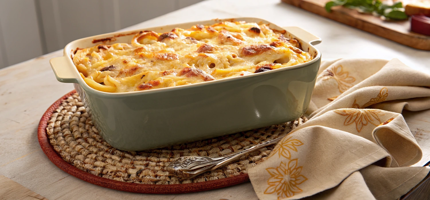Nouille and Chicken Healthy Gratin