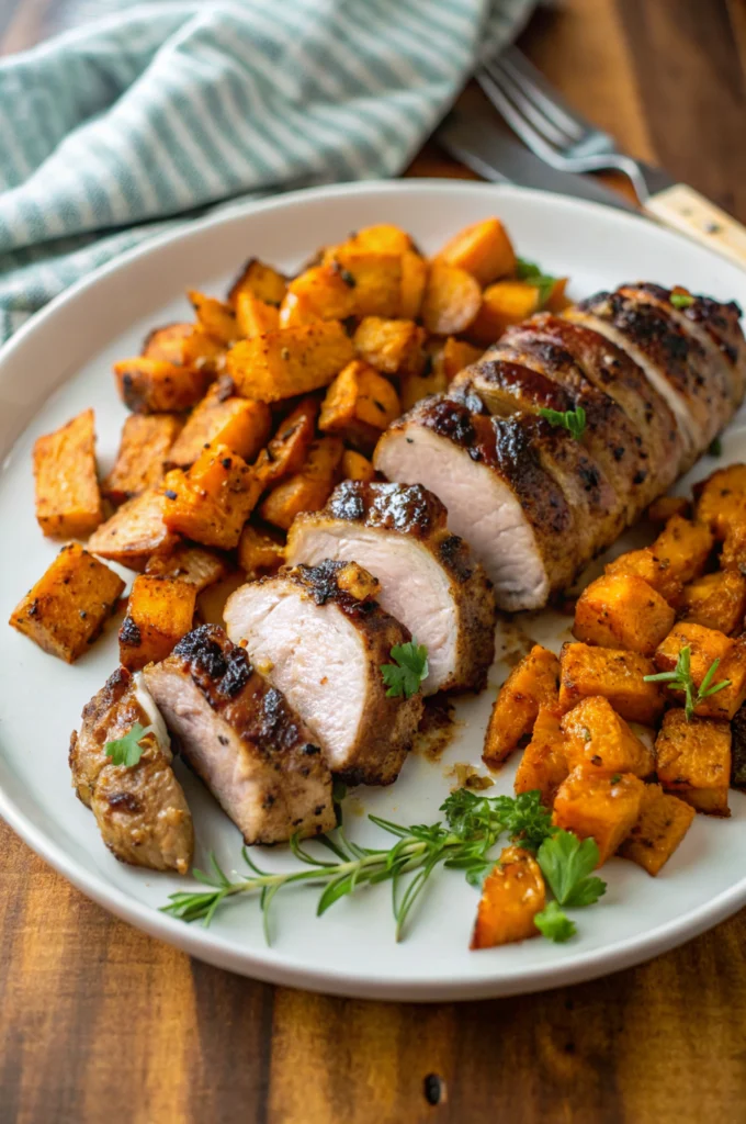Maple Dijon Pork Tenderloin with Sweet Potatoes