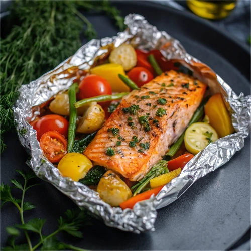 Salmon and Vegetable Foil Packets