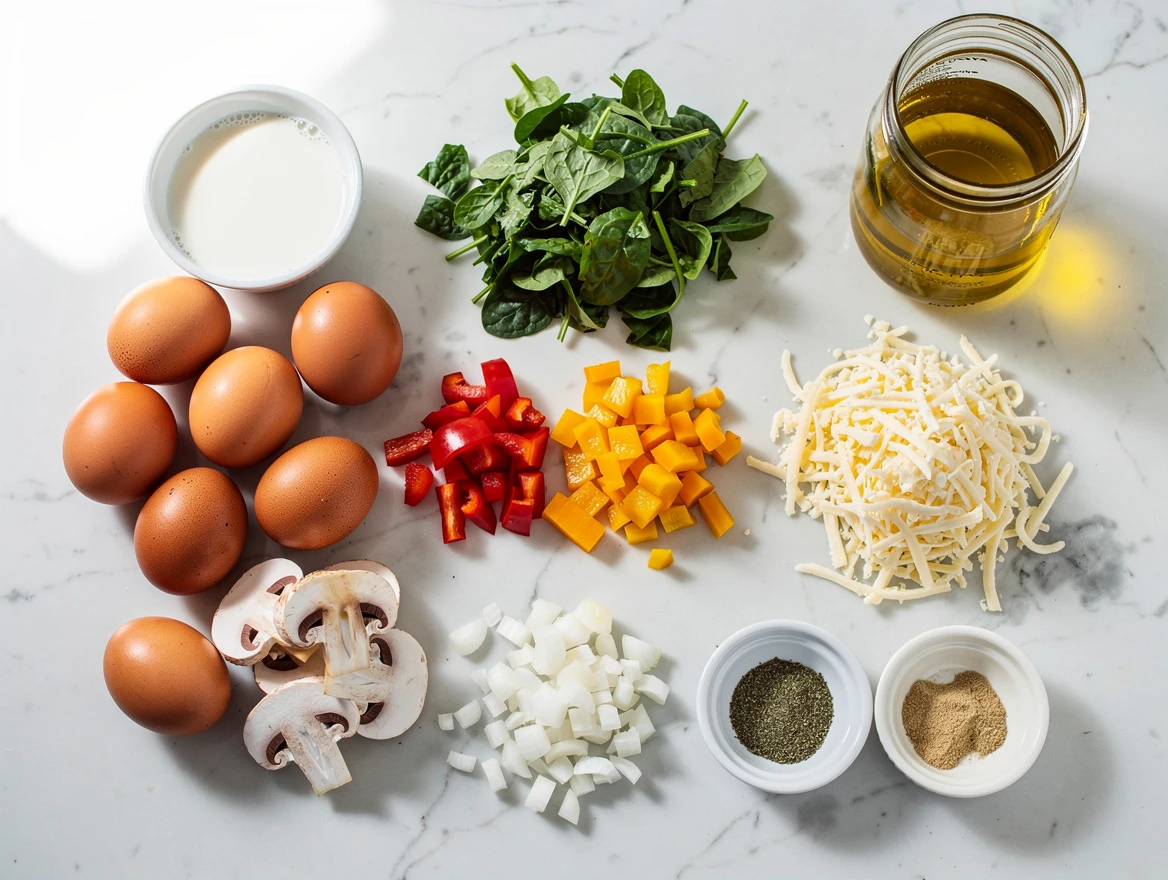 Low net-carb veggie and egg bake fresh from the oven