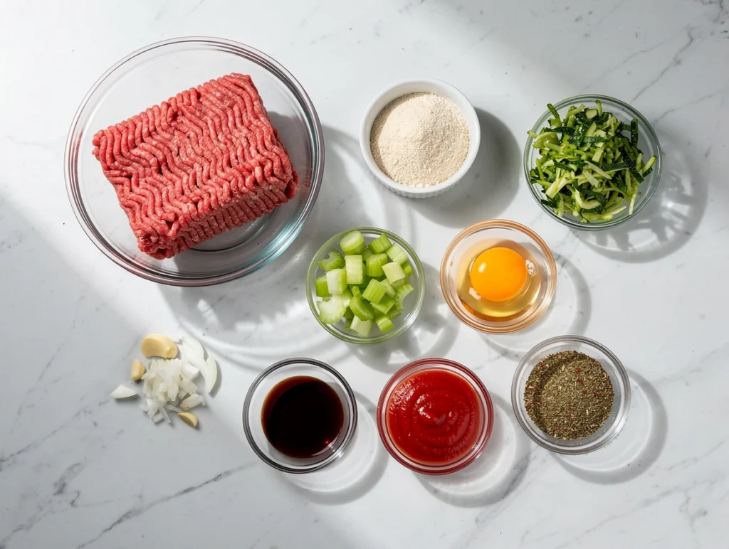Ingredients for a meat dish preparation