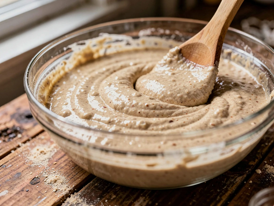 Close up of diabetic low-carb pancakes showing fluffy texture and healthy ingredients