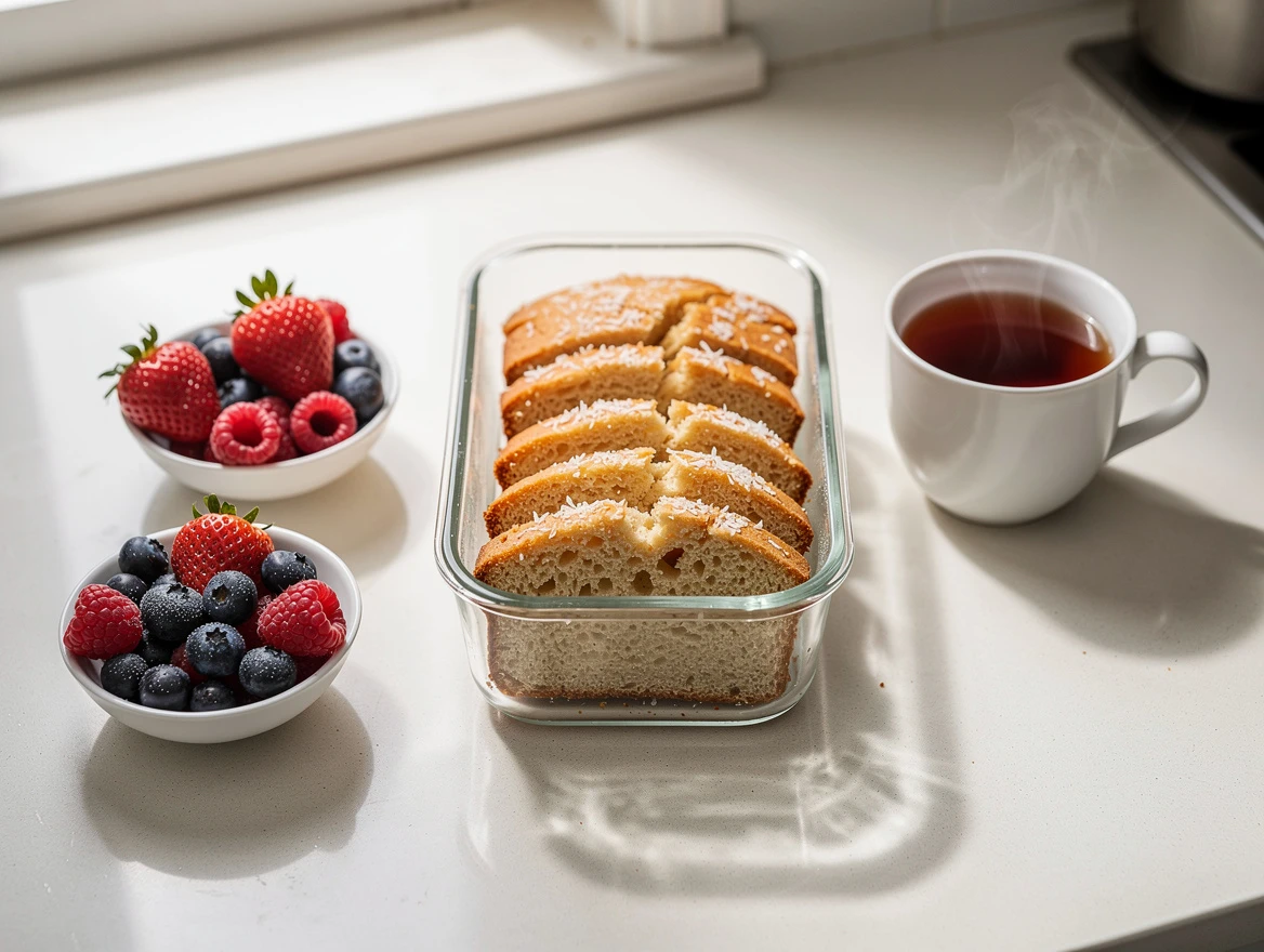 Ingredients for diabetic cake with almond flour and spices on kitchen counter