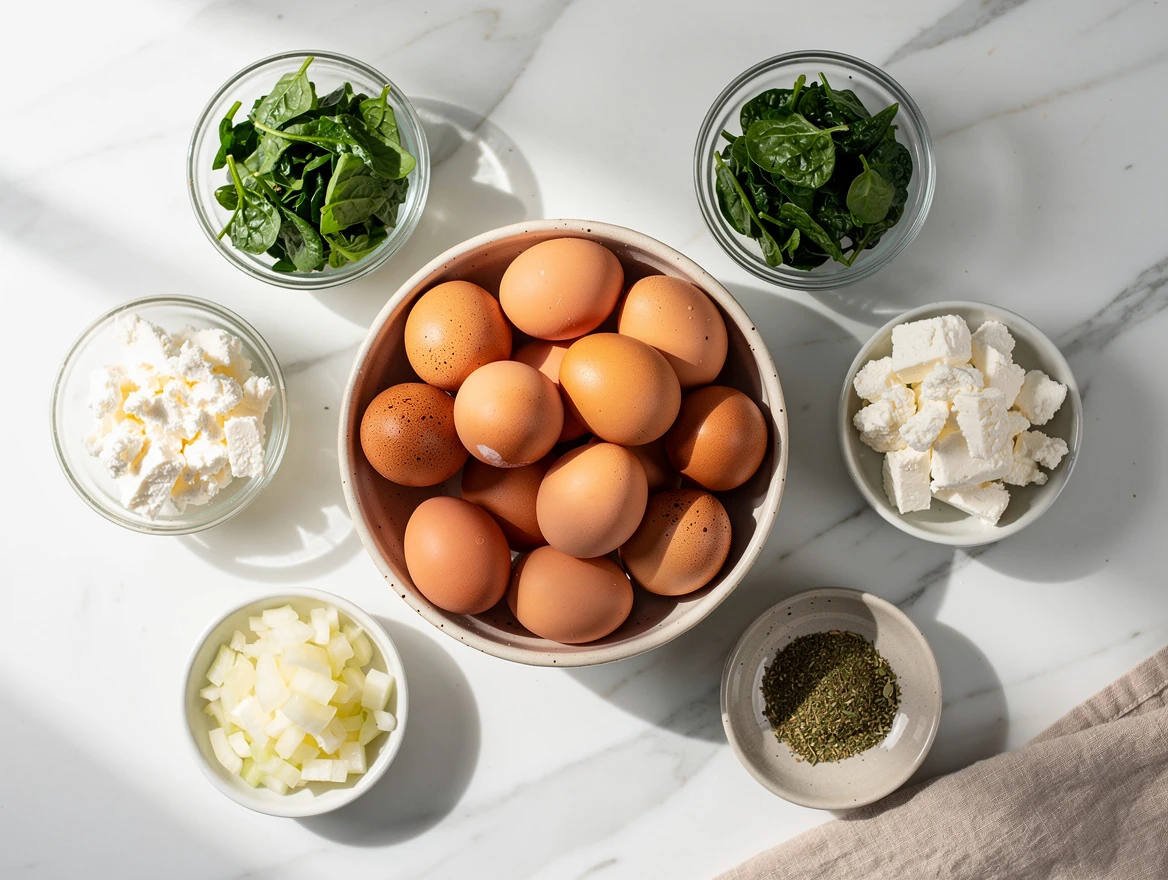 Savory spinach and feta egg muffins fresh from the oven