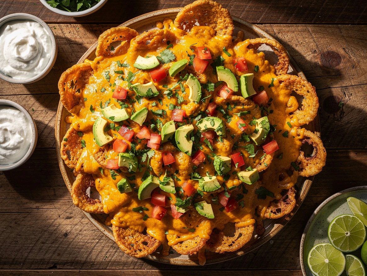 Collection of fresh ingredients and alternative options for healthy low-carb nachos