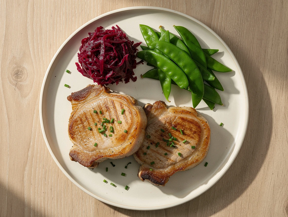 Blood sugar meter showing steady levels after pork meal