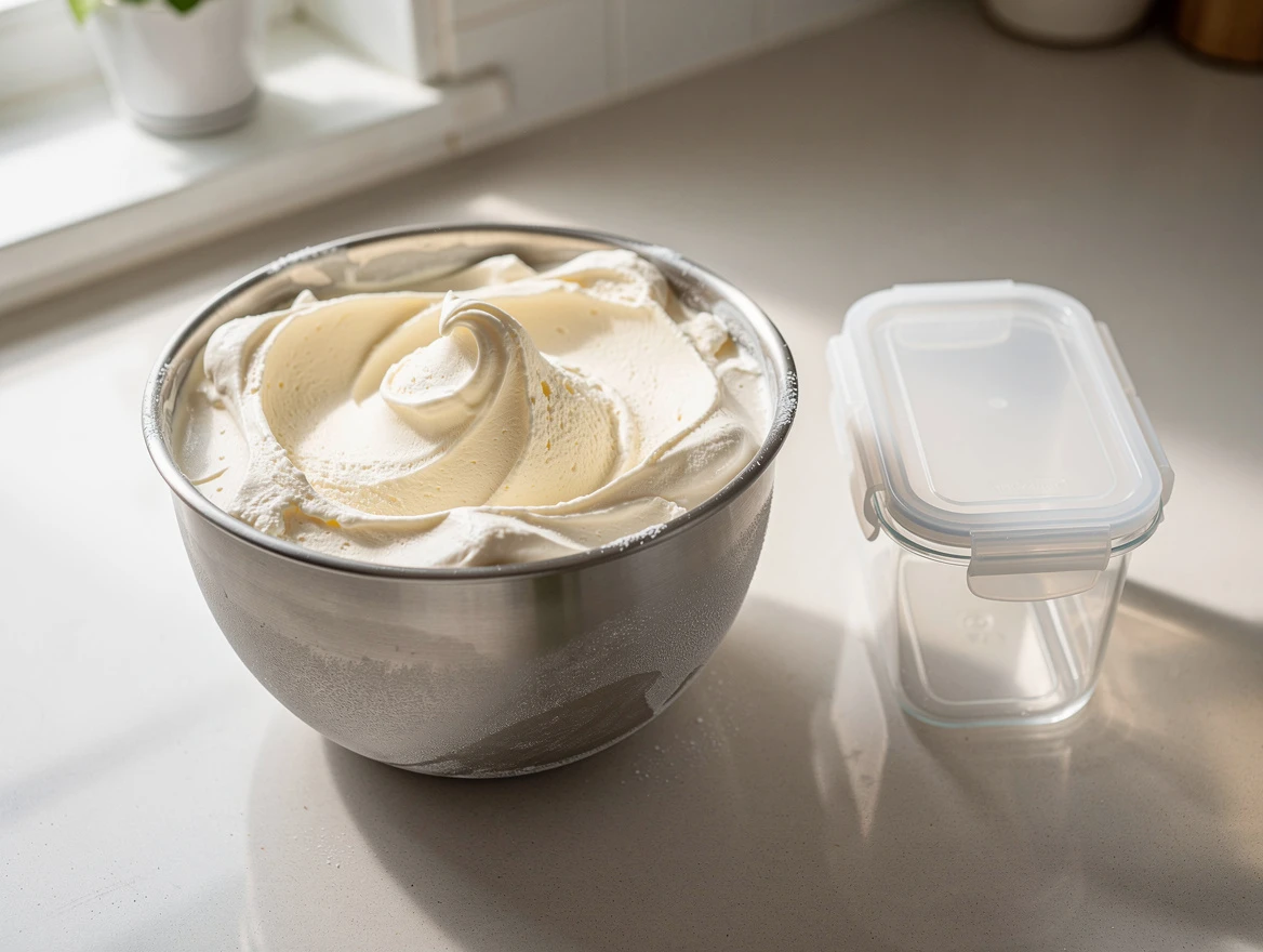 Homemade diabetic ice cream being churned in ice cream maker