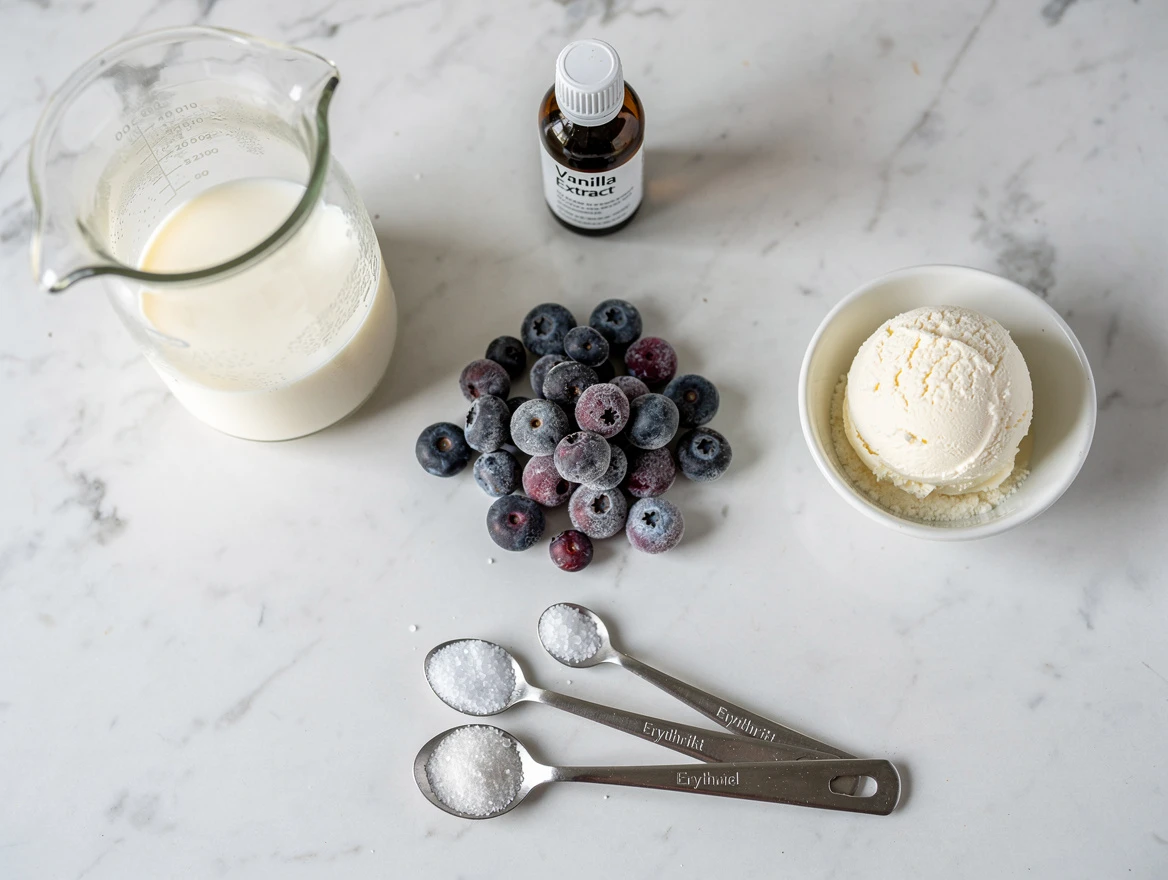 Blueberry low carb Ninja Creami ice cream in glass bowls with fresh blueberries