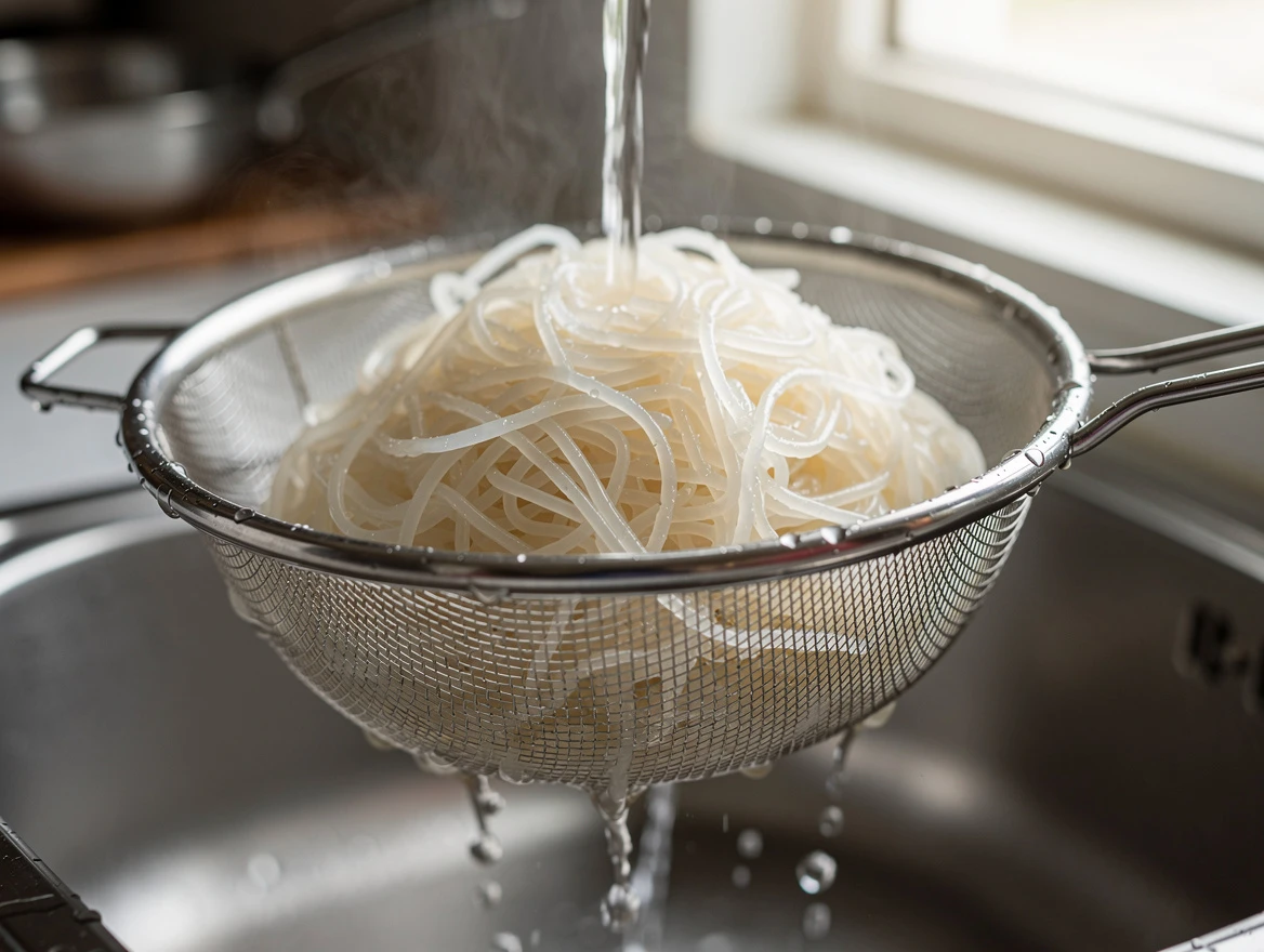 Glucose monitor showing stable blood sugar levels after healthy ramen meal