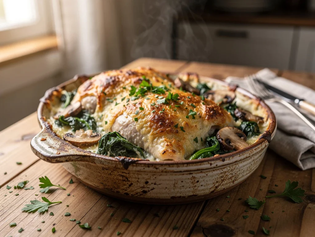 Creamy Chicken with Spinach & Mushrooms